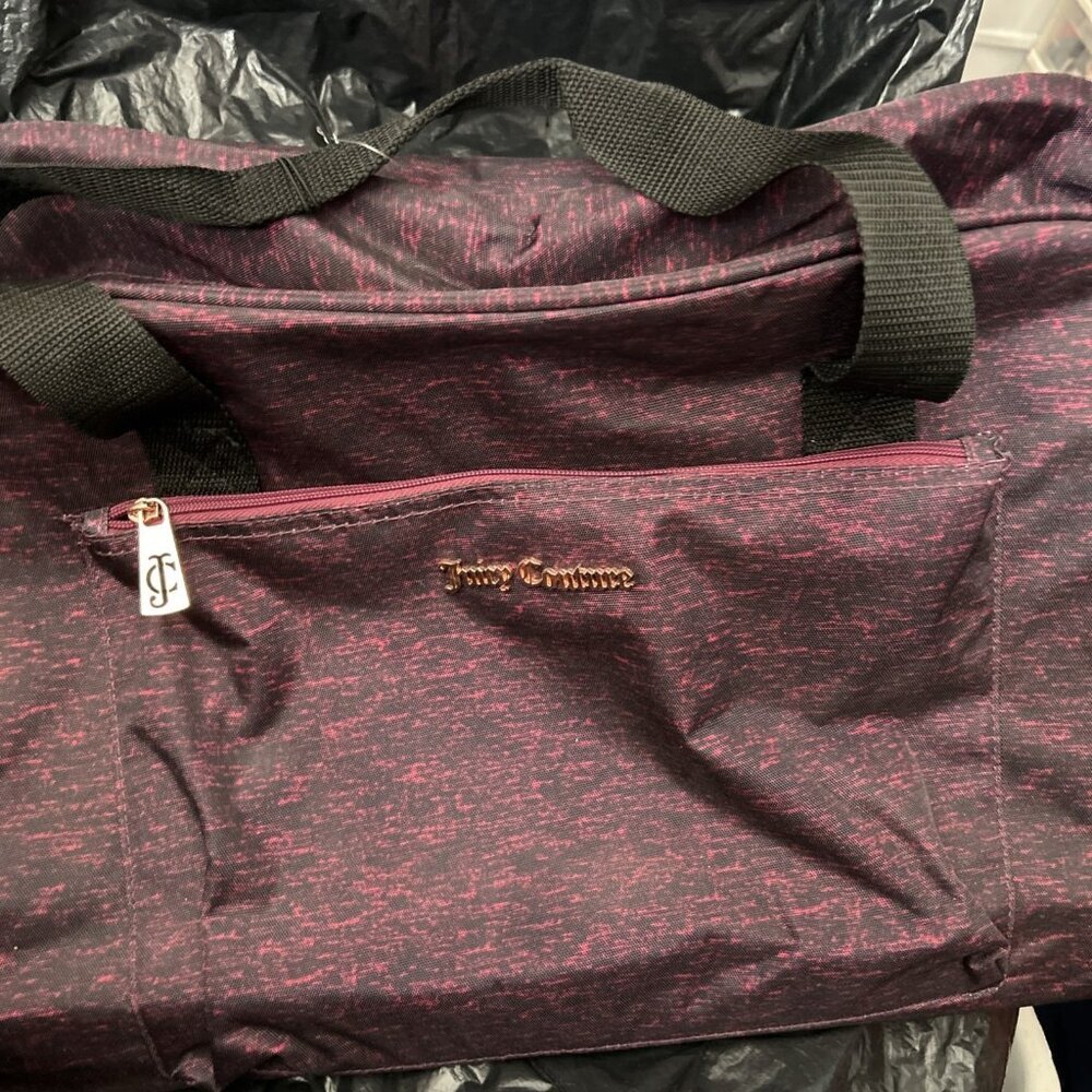 NWT Juicy Couture Pink Marble Rolling Travel Bag W. Retractable Handle